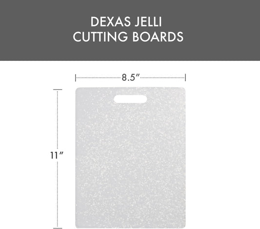 Dexas Classic Jelli Cutting Board with Handle, 9 by 15 inches, White Granite Pattern