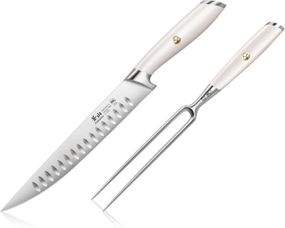 Cangshan L1 Series 1026962 German Steel Forged 2-Piece Carving Set, White