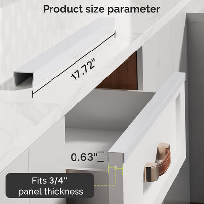 Snugly Fit 18" Length Cabinet Door Protector, Flexible Slip-On Plastic Edge Guard, Thin Transparent Edge Protectors to Prevent Wear, Chipping, Discoloration, Cabinet Bumpers, 3/4" Thick, 2 PCS