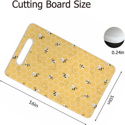 Coffee Set Cutting Board with Handles Coffee Maker Muffin Cup Flower Hot Drink Love Cutting Boards Plastic Safe Chopping Board for Kitchen 16" x 10" x 0.24"
