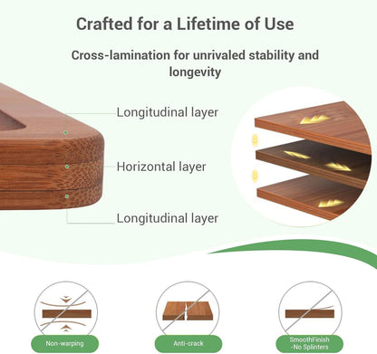 Bamboo Cutting Board Set, 3-Piece Carbonized Wood Cutting Boards with Deep Juice Groove, Non-Slip Feet & Handles – Durable Cutting Board for Meat, Vegetables, Fruits, Charcuterie, Ideal Kitchen Gift
