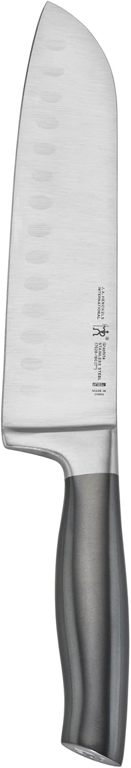 HENCKELS Modernist Razor-Sharp Hollow Edge Santoku Knife 7 inch, German Engineered Informed by 100+ Years of Mastery, Gray