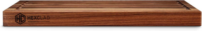 HexClad Medium Walnut Cutting Board, Double-Sided with Juice Groove & Recessed Handles, Durable, Scratch-Resistant Hardwood, Great for Chopping, Carving & Serving, 11.75"x15.75"