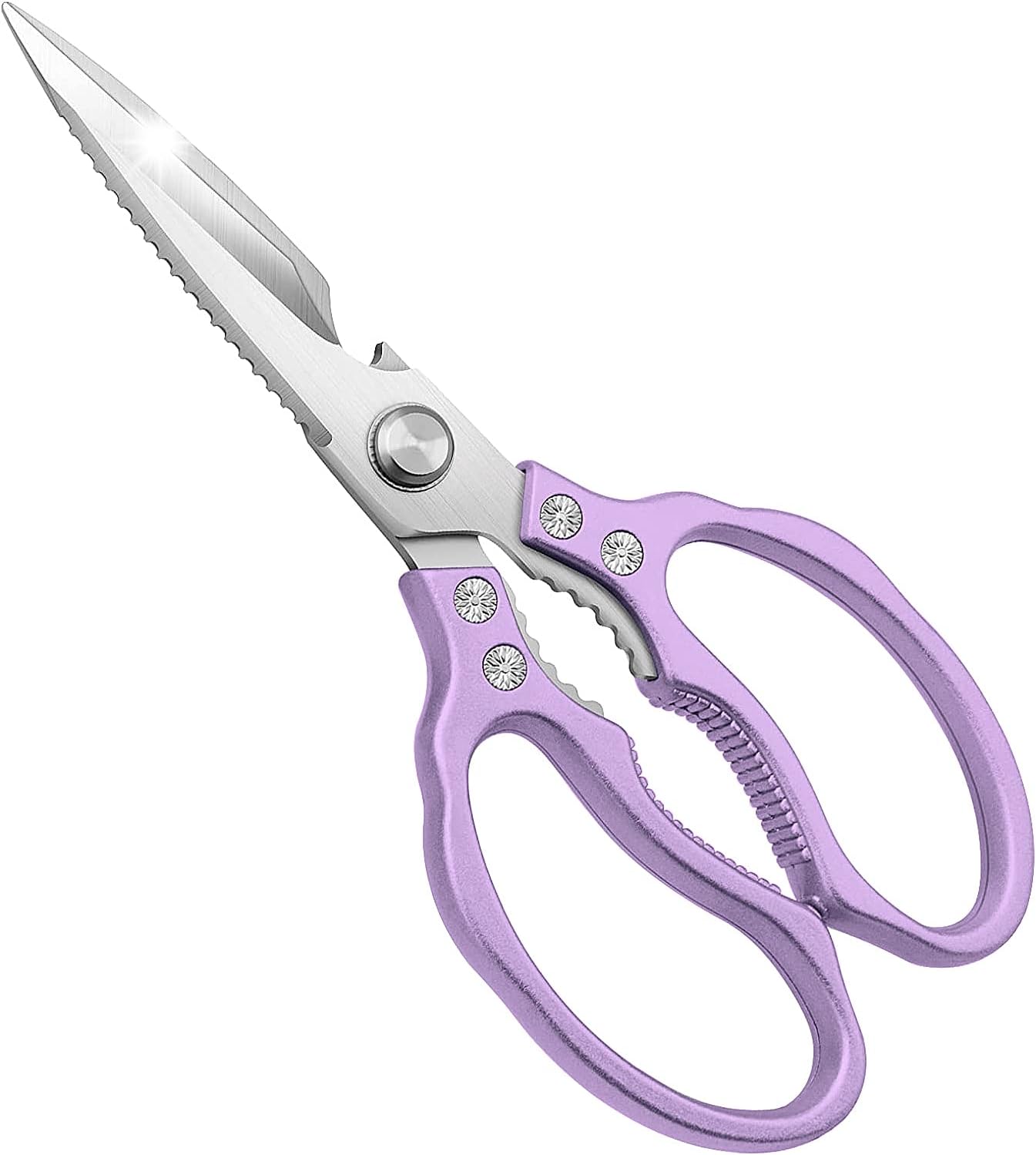 CGBE Kitchen Scissors All Purpose Heavy Duty, Ultra Sharp Stainless Steel Kitchen Shears Dishwasher Safe, Cooking Shears for Chicken, Poultry, Fish, Meat, Herbs & Grapes with Non-Slip Grips - Gold