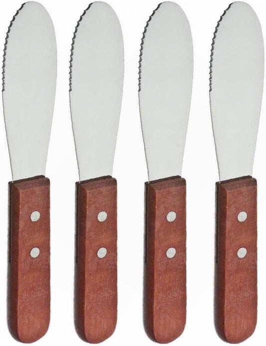 Great Credentials© Wide Stainless Steel Spreader Kitchen Knives for Sandwiches Butter Cheese set of 4