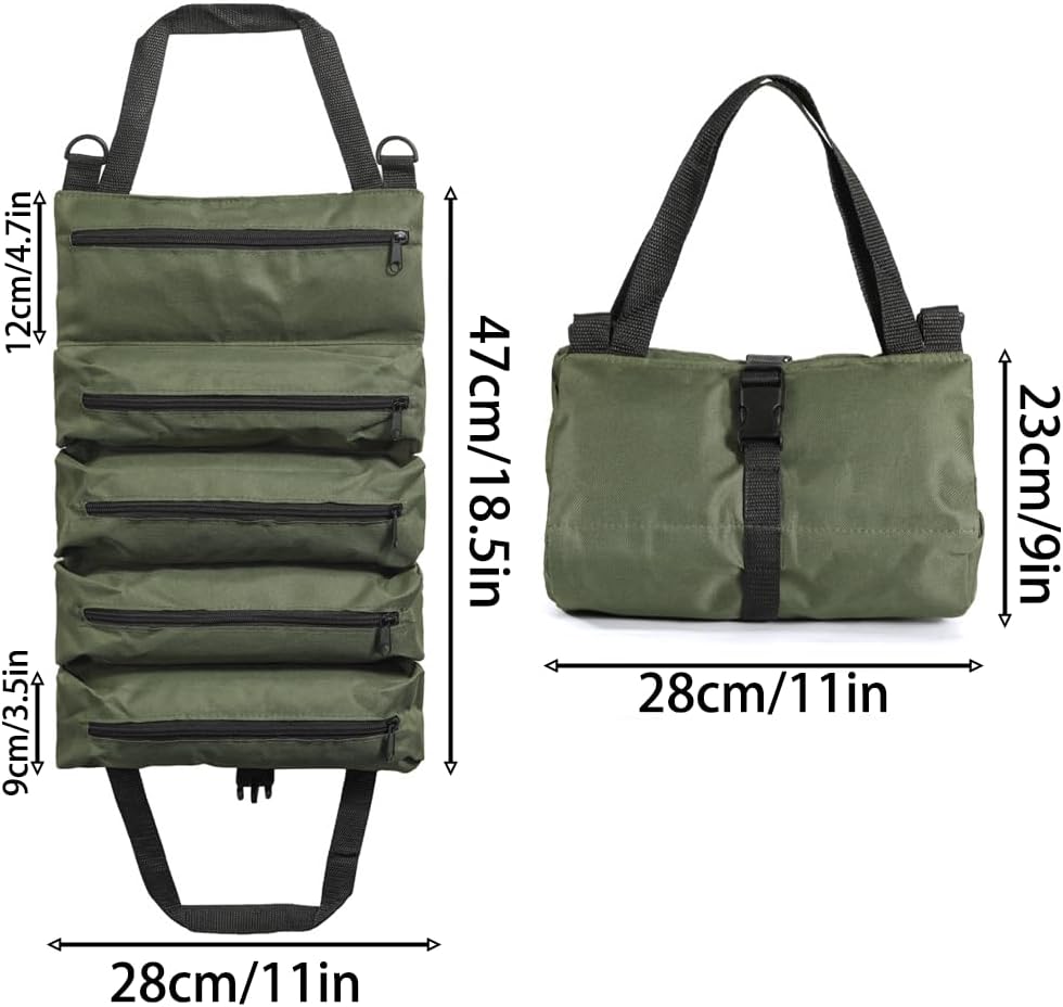 Heavy Duty Roll Up Tool Bag - 5-Pocket Handtools Roll Organizer | Waterproof Tool Pouch Tools Roll Bag for Handheld Convenience | Durable handbag for Men Professional Rolling Handba