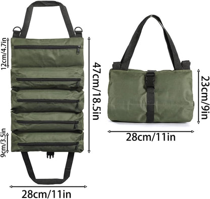 Heavy Duty Roll Up Tool Bag - 5-Pocket Handtools Roll Organizer | Waterproof Tool Pouch Tools Roll Bag for Handheld Convenience | Durable handbag for Men Professional Rolling Handba