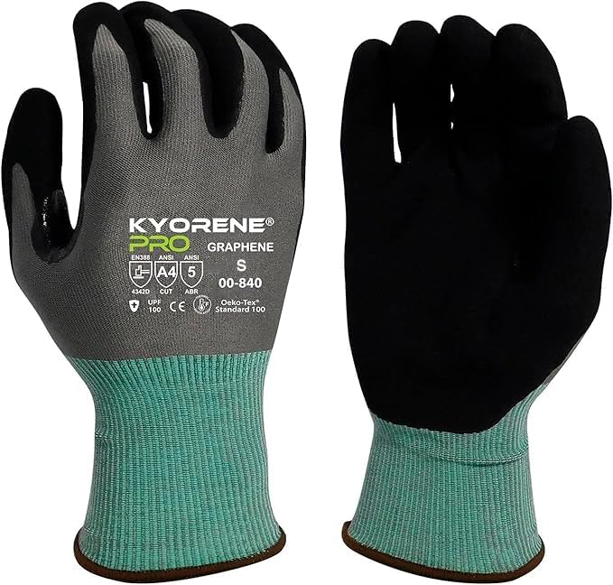 Armor Guys Kyorene Pro 00-840 A4 Cut Resistant Work Gloves - Graphene, Nitrile Grip, Durable, Breathable for Industrial Use - L, 12 Pairs