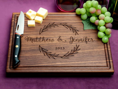 Personalized Home Cutting Board – Custom Engraved Charcuterie Board – Christmas or Housewarming Gift for Couples, Friends, or New Homeowners – Premium Hardwood, Handcrafted in USA 002