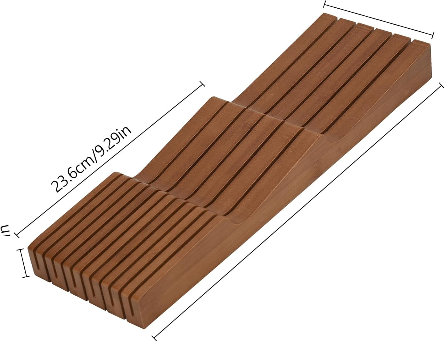 In-drawer Knife Block, Bamboo Kitchen Knife Drawer Organizer Steak Knife Holder without Knives, Fit for 11 Knives