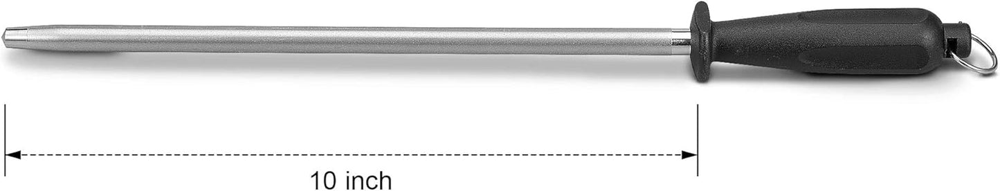 Professional Carbon Steel Black Knife Sharpening Steel, Black 12 Inch