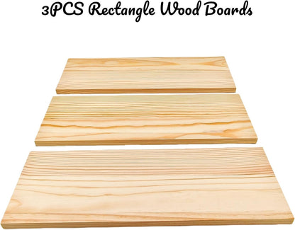 4PCS Rectangle Wood Boards Unfinished Wood Blocks for Crafting, 8x6x1in Blank Whittling Wooden Blocks for Wood Carving,Painting & Burning