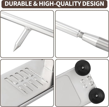 Oyster Opener Machine, Stainless Steel Oyster Shucker Tool with 5 Adjustable Heights, Oyster Clam Opener Tool Set Including Knife, Glove & G-Clip, Shucking Tool Kit for Hotel Buffet and Home