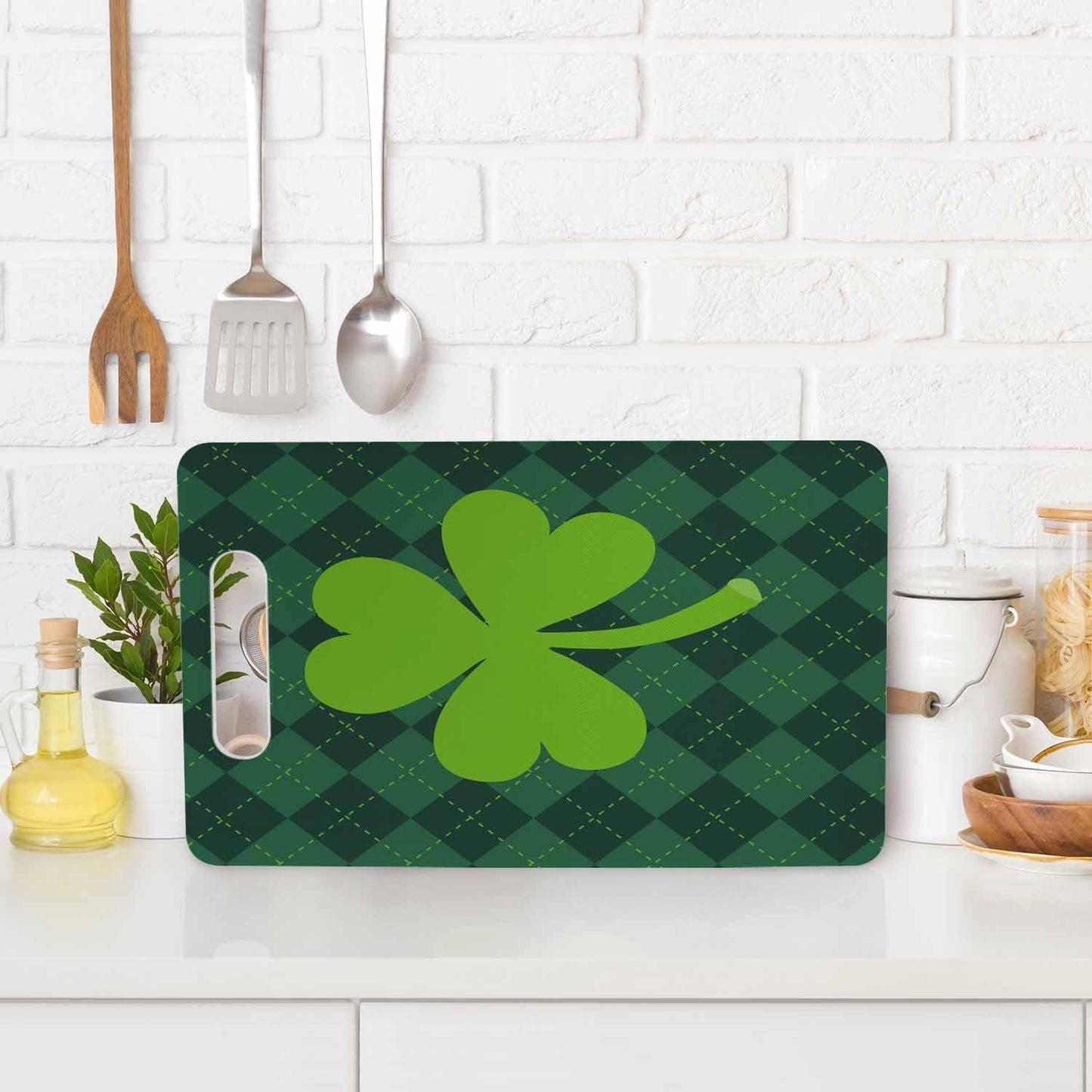 Coffee Set Cutting Board with Handles Coffee Maker Muffin Cup Flower Hot Drink Love Cutting Boards Plastic Safe Chopping Board for Kitchen 16" x 10" x 0.24"