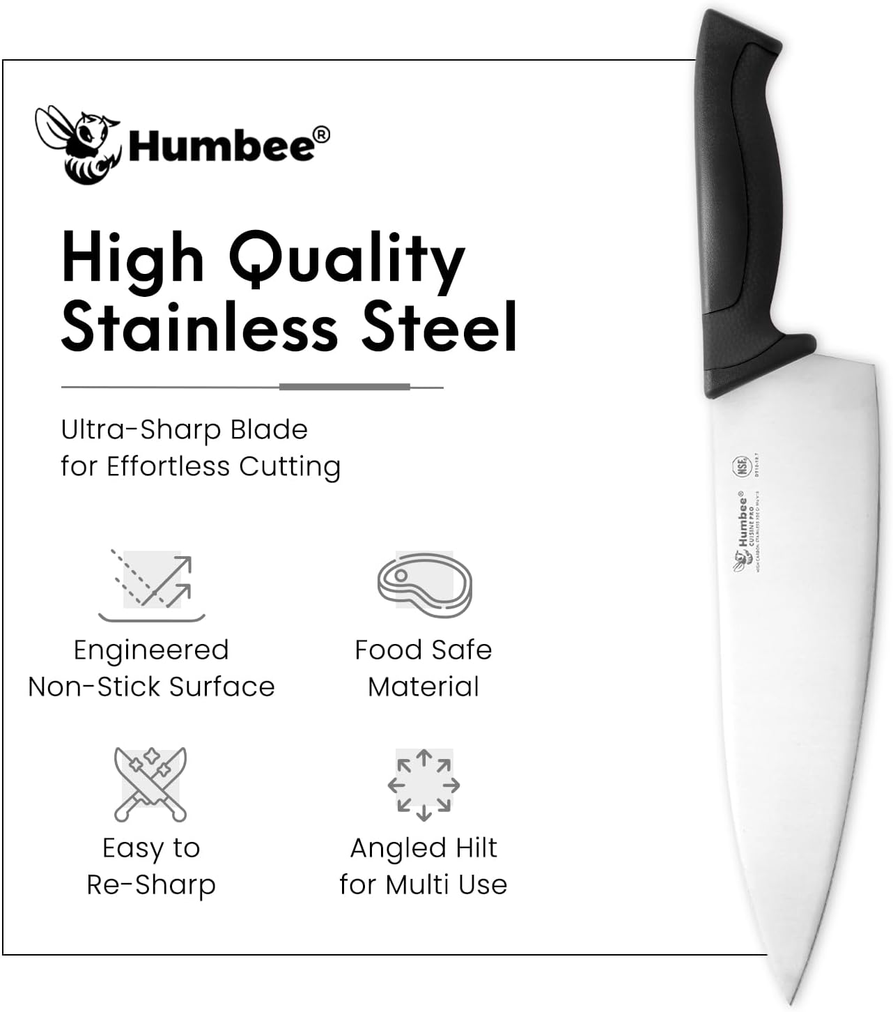 7.5-Inch Nakiri Knife, High Carbon Stainless Steel Hollow Grind Blade, Razor Sharp Edge, Ergonomic Non-Slip Handle, Cleaver Style, DT-50 Series, Orange