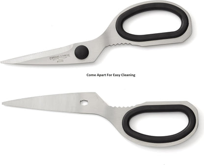 Ergo Chef All-Purpose Come-Apart Kitchen Shears for Poultry, Fish, Vegetables, Herb Stripper, Bottle Opener (Black)