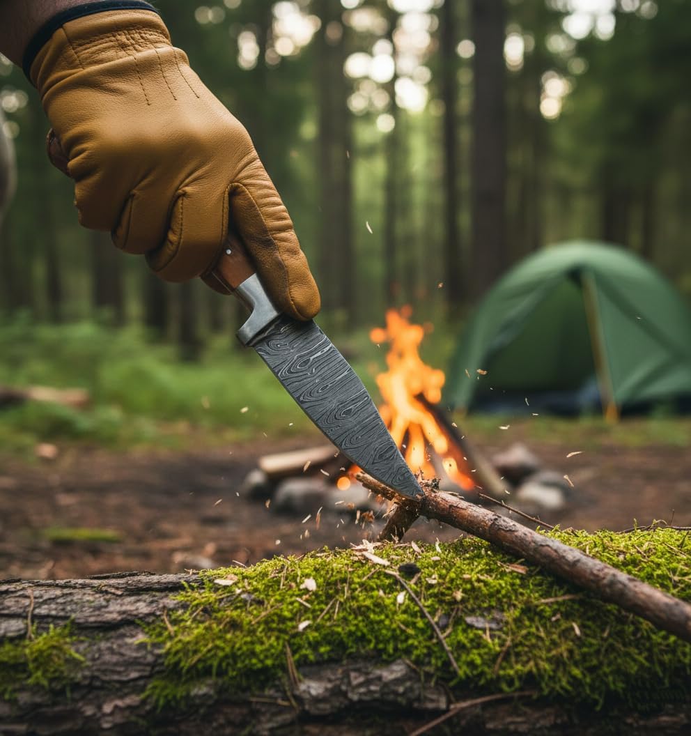 Fixed Blade Hunting Forged Tracker Knife - 8 Inches Carbon Steel Razor Sharp Blade Full Tang Bushcraft Knives with Premium Leather Belt Sheath. Used For Hunting Outdoor Camping, Hiking, Skining Knife.