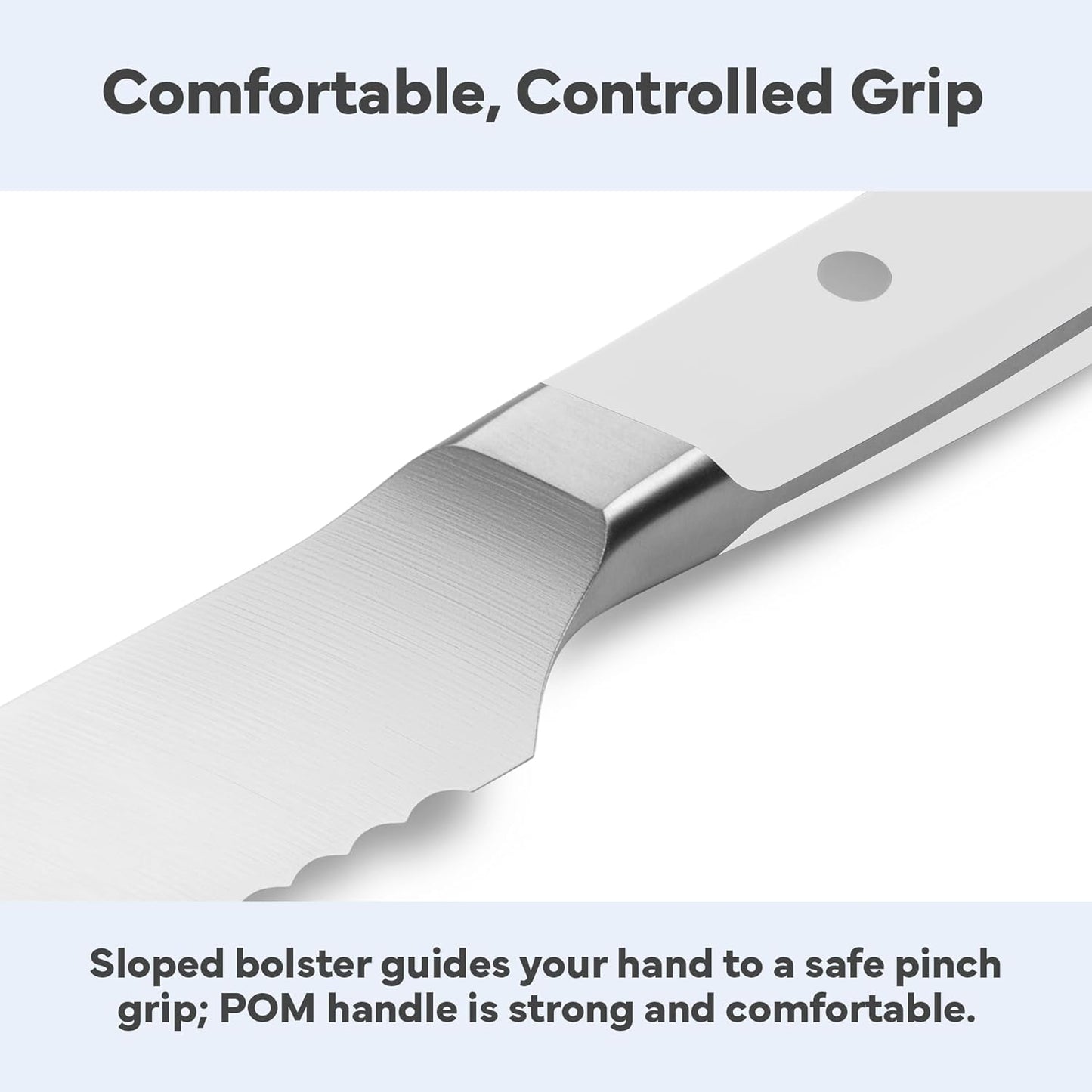 Misen Serrated Bread Knife - High-Carbon Japanese AUS8 Steel - Perfect for Soft Foods, Bread, Pastries, and Fruits - Verstatile Slicer, Razor-Sharp Edge, Durable Blade, Ergonomic Handle - 5", Blue