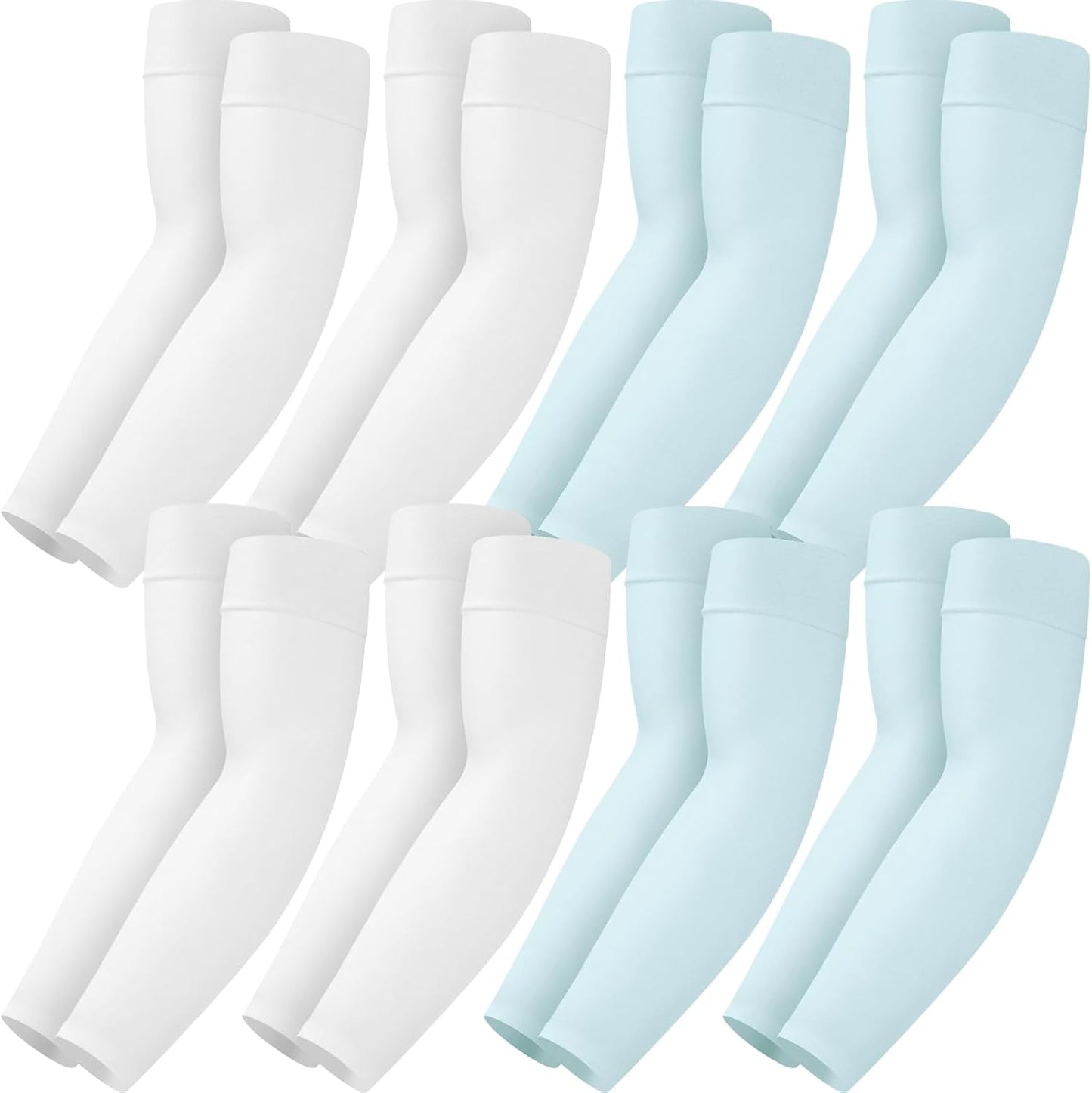 Mochabao 8 Pairs Soft Arm Sleeves, UV Sun Protection Cooling Compression Arm Covers for Outdoor Work, Sports, Men & Women