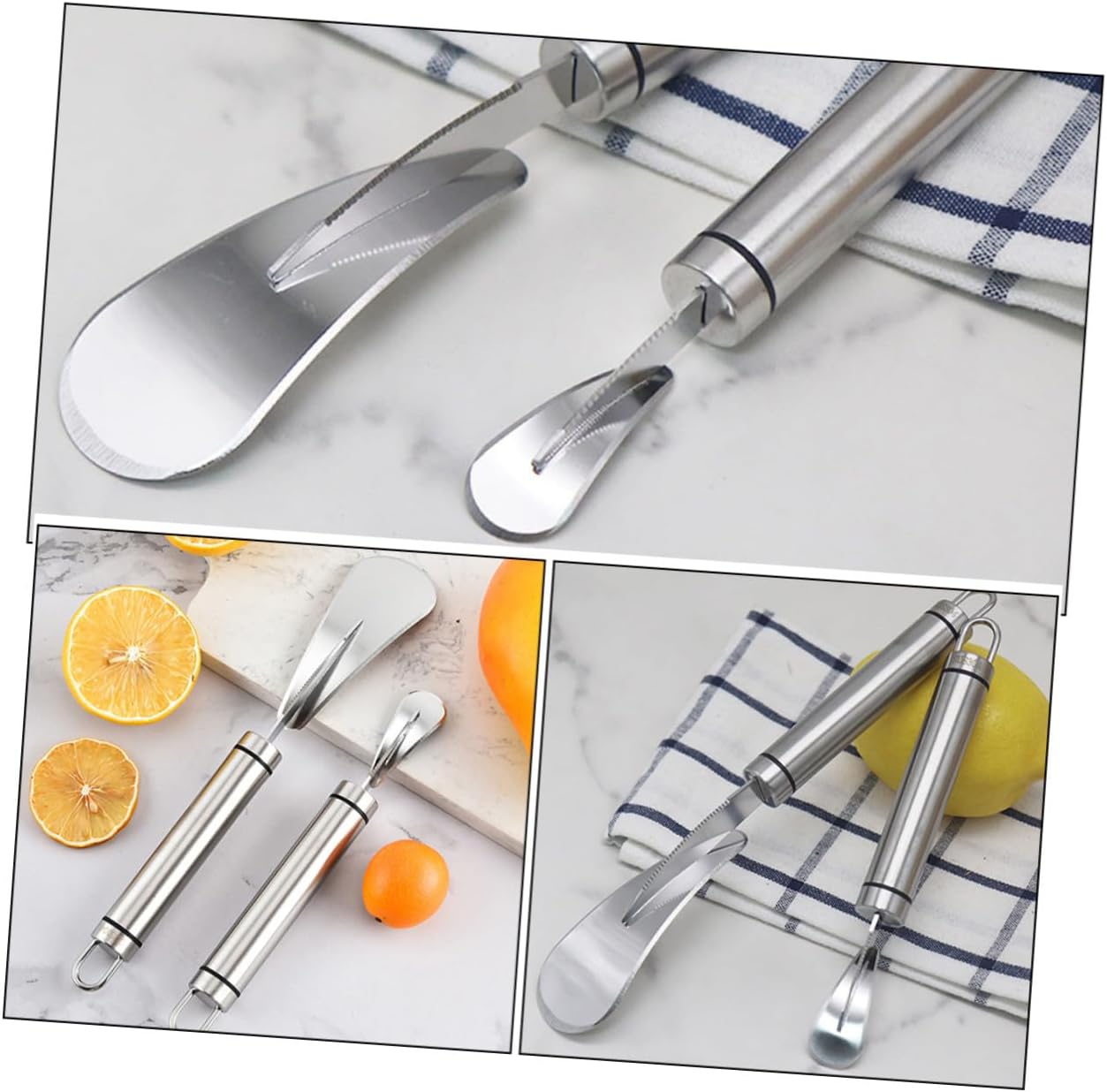 YARNOW 2pcs Orange Peeler and Grapefruit Knife Set Stainless Steel Citrus Peeling Tool Kitchen Accessory for Home Fruit Preparation