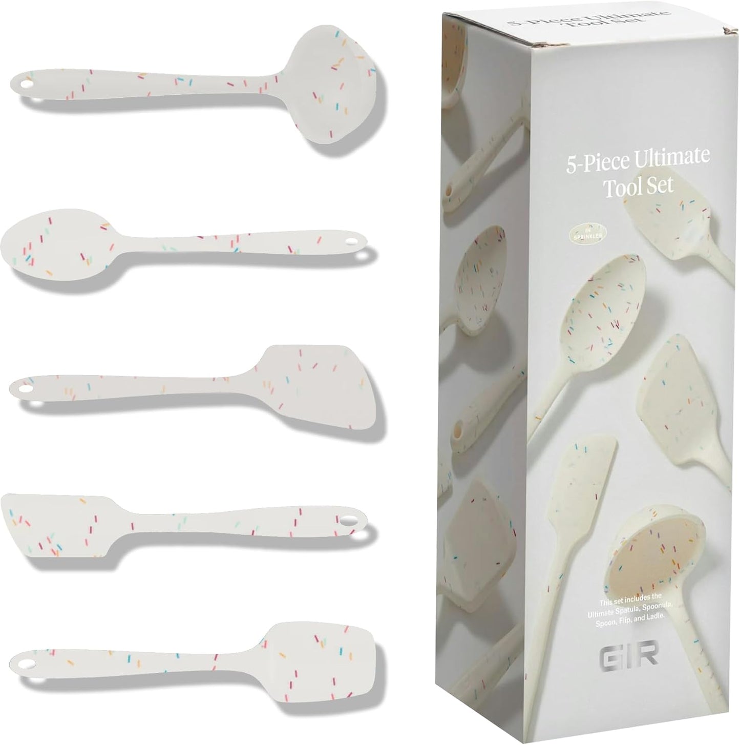 GIR: Get It Right 5 Piece Silicone Ultimate Kitchen Utensils Set - Ladle, Spatula, Flip, Spoon & Spoonula - Non-Toxic Cooking Utensils for Nonstick Cookware, Cooking and Baking - Red
