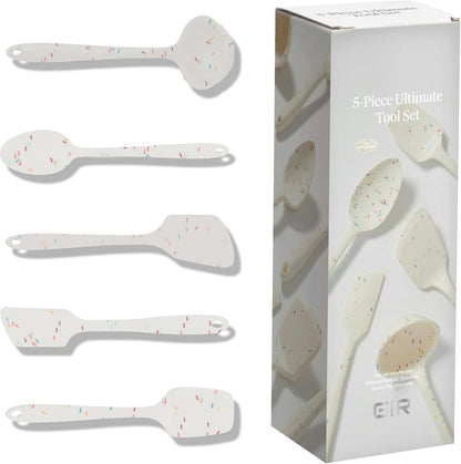 GIR: Get It Right 5 Piece Silicone Ultimate Kitchen Utensils Set - Ladle, Spatula, Flip, Spoon & Spoonula - Non-Toxic Cooking Utensils for Nonstick Cookware, Cooking and Baking - Red