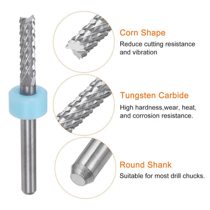 HARFINGTON 10pcs End Mill Bits 0.8mm Solid Carbide CNC Router Bits Engraving Cutter Tools for PCB Circuit Board Milling Machine Wood Carving, 1/8" Straight Shank