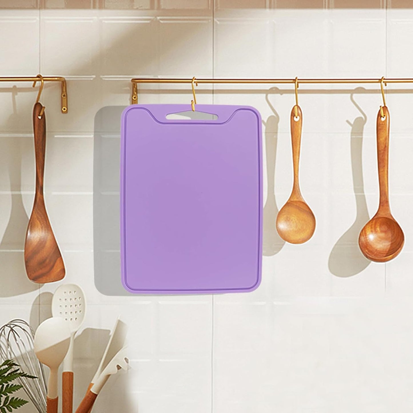 Flexible Cutting Boards, BPA Free Silicone Non-Slip Chopping Mat for Kitchen, Dishwasher Safe & Space-Saving with Hanging Hole (Blue)