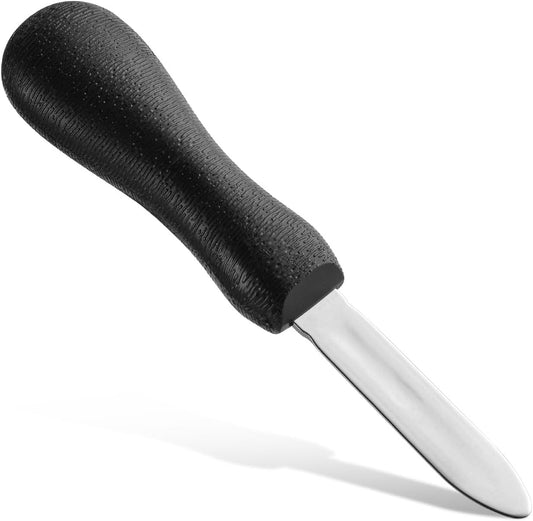 Oyster Shucking Knife, 2.75" New Haven Style Oyster Shucker Clam Knife with Non-Slip Poly Handle, Seafood Opener Seafood Tools (Black)