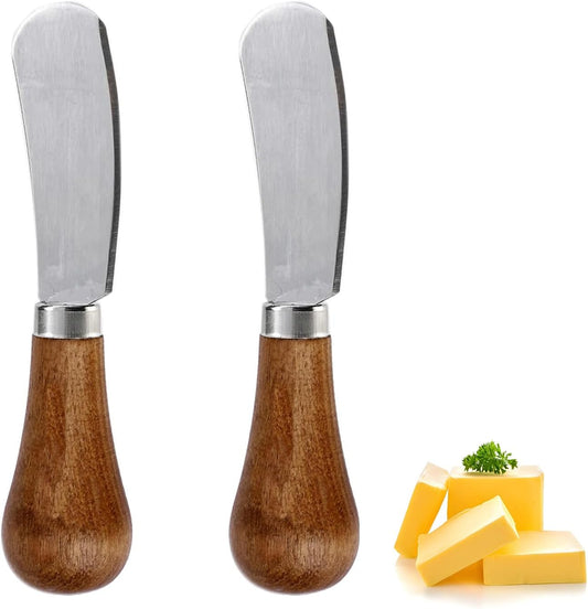 Linwnil Butter Knives Set,Acacia Handle, Durable Stainless Steel Blade,Butter Knife for Smooth Spreading Butter Cream Cheese Jam, Ideal for Bagels, Sandwiches, Butter Knife Spreader (2)