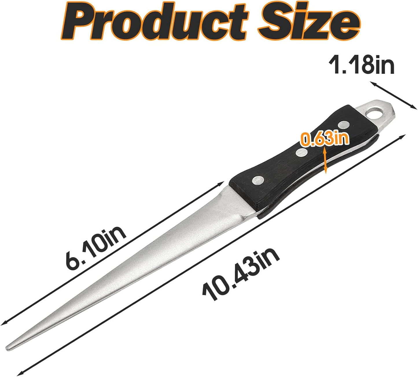 Hoof Knife Sharpener, 10.43 Inch Diamond Honing Rod for Farrier Tools, Tapered Sharpening Rod for Horse Hoof Knives, Curved Blades and Garden Tools, Silver