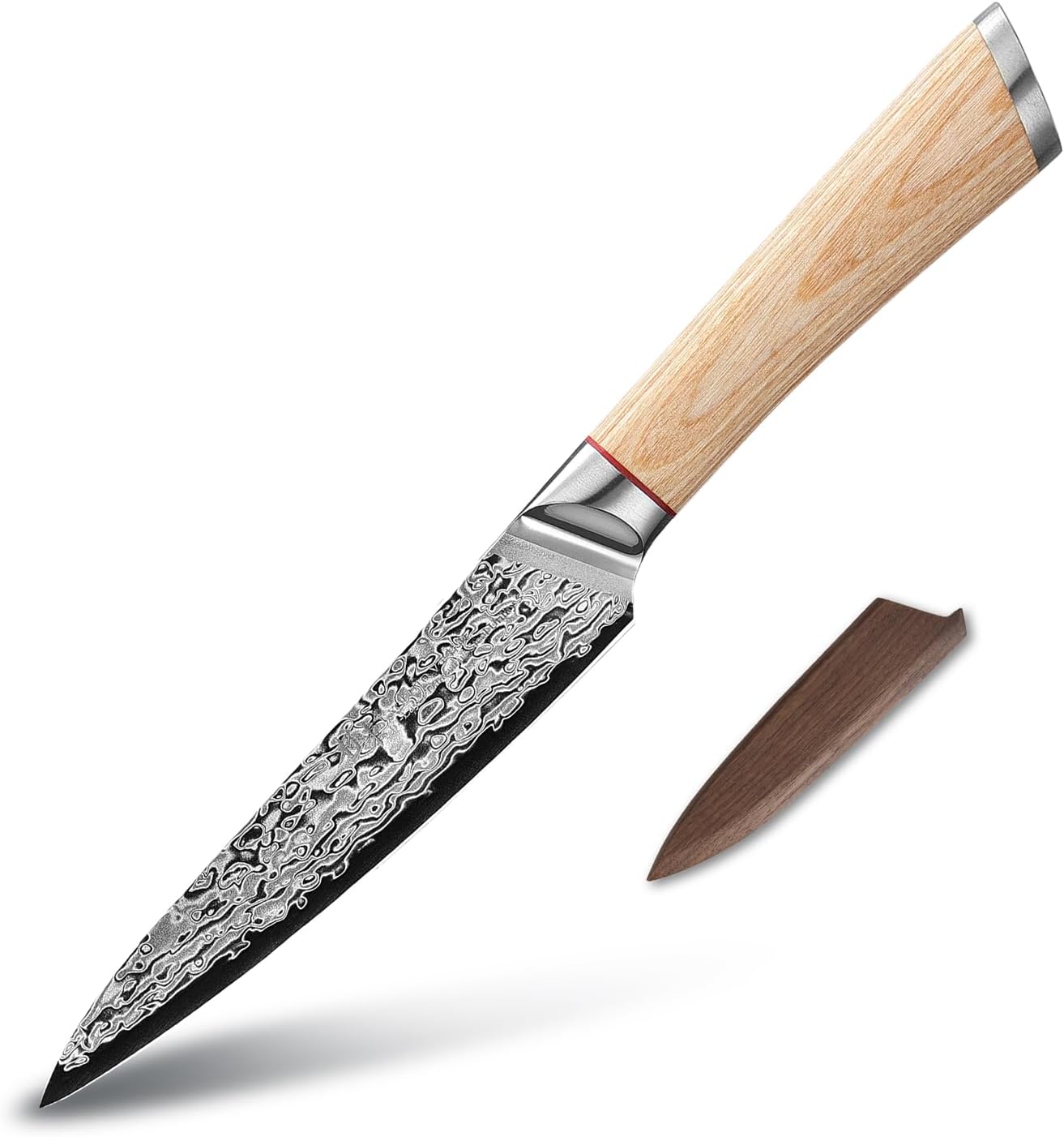 DONGSUN 8 Inch Damascus Chef Knife with North American Black Walnut Sheath, 67-Layer VG10 Forged Steel Japanese Gyuto, Professional Durable Sharpness