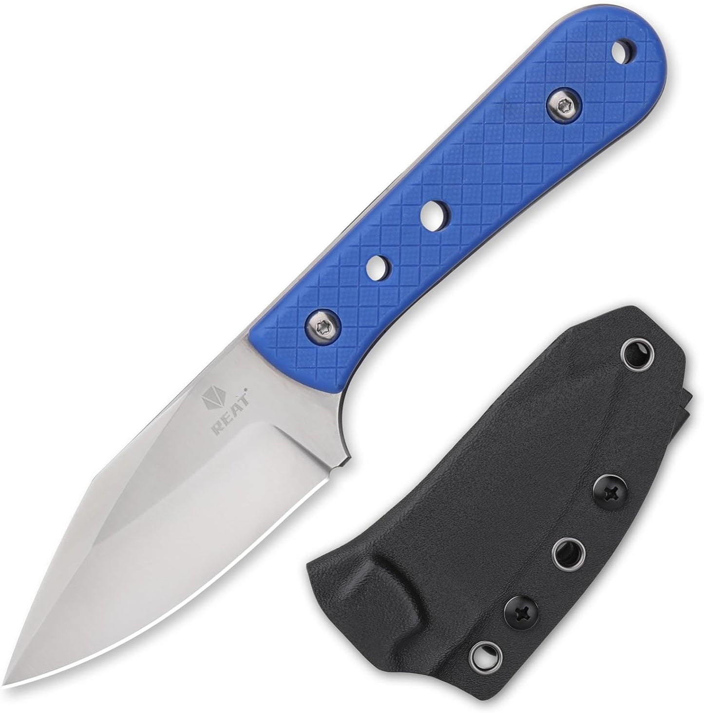 REAT Fixed Blade Knife with Kydex Sheath, 3.75" D2 Steel Blade,Ergonomic G10 Handle, Sharp EDC Knife, Small Tool for Camping Survival Tactical Hiking,Gifts for Men,Women