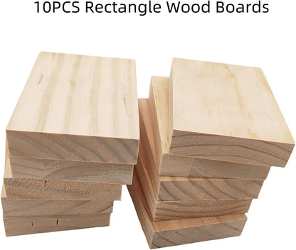 4PCS Rectangle Wood Boards Unfinished Wood Blocks for Crafting, 8x6x1in Blank Whittling Wooden Blocks for Wood Carving,Painting & Burning