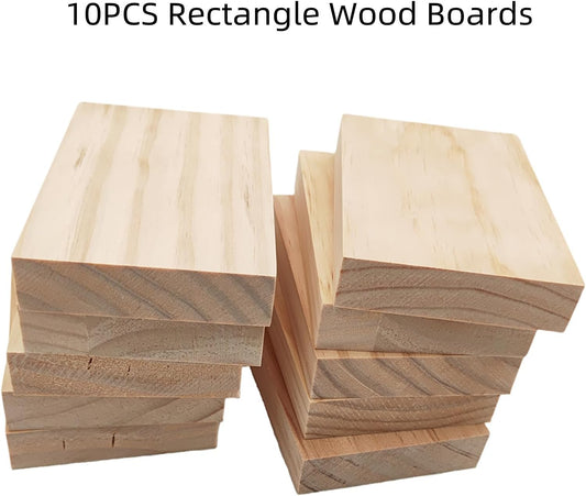 4PCS Rectangle Wood Boards Unfinished Wood Blocks for Crafting, 8x6x1in Blank Whittling Wooden Blocks for Wood Carving,Painting & Burning