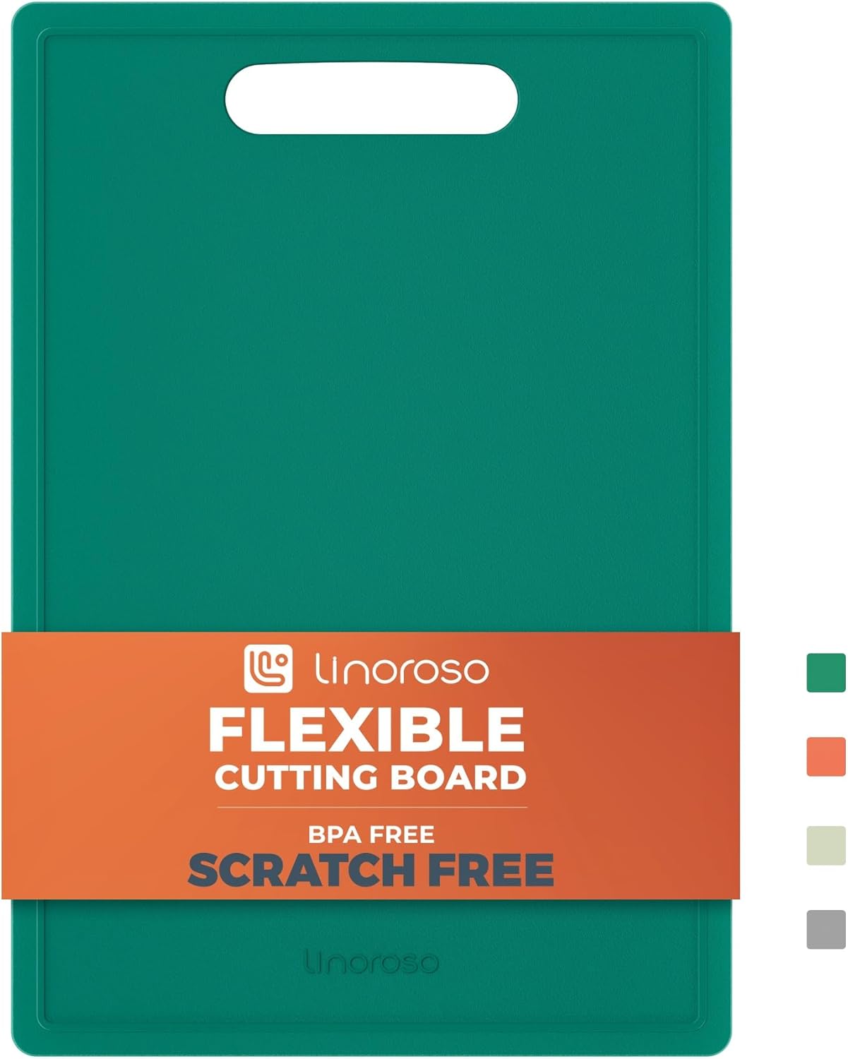 Linoroso Flexible Kitchen Cutting Board - Made from BPA Free Material - Cutting Mark Prevention, 10x14 Inches, Non-Slip Design - Easy-Care Kitchen Essential, Orange