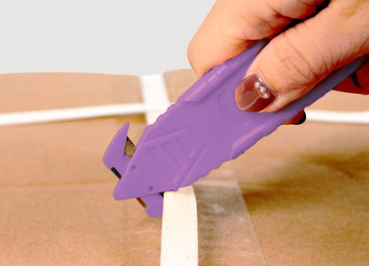 T TOVIA Safety Box Cutter Knife of Recessed Concealed Stainless Steel Blade, 10-Pack Package Opener Plastic Cutter for Box, Carton, Shrink Wrap, Plastic Straps, 5 Color