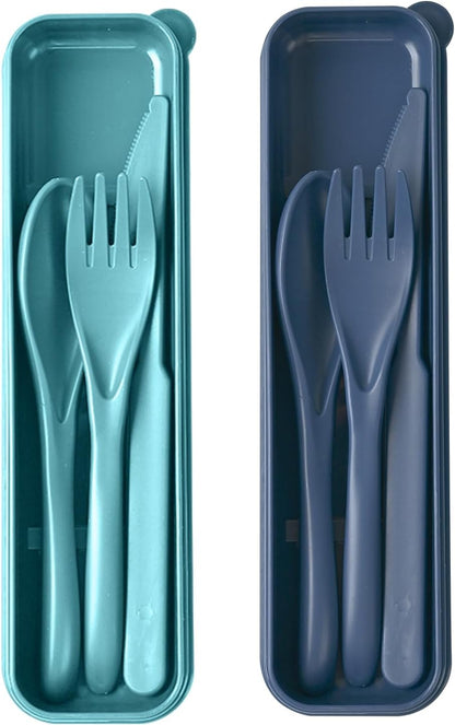 Pink Utensil set Travel Silverware with Case, 2 Sets Reusable Utensils Set with Case, Wheat Straw Utensils for Lunch Box Accessories, Camping Utensils for Work Lunch or Daily Use (Pink)
