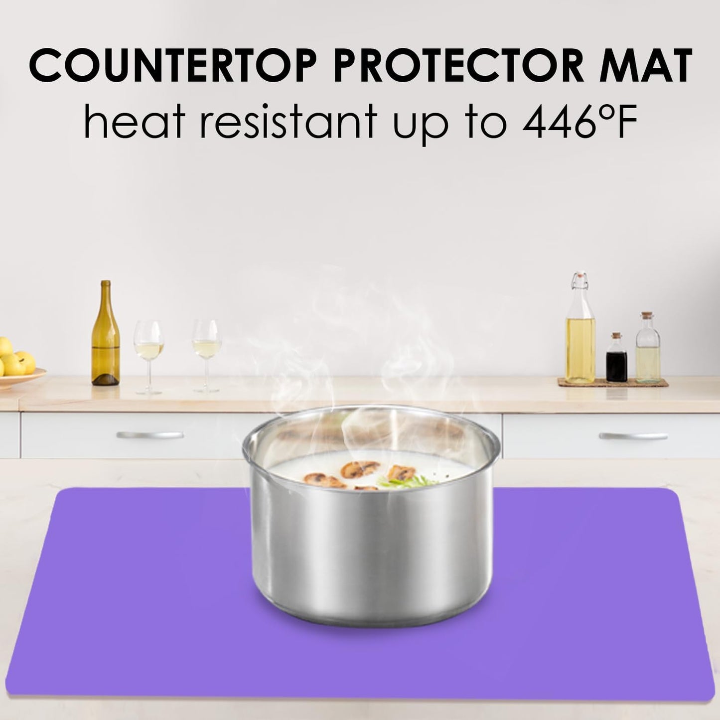 Extra Large Dark Green Countertop Mat - Silicone Table Kitchen Desk Mat - Non-Slip & Heat Resistant - Dinner Placemat Pastry Dough Rolling Mat - Colors A