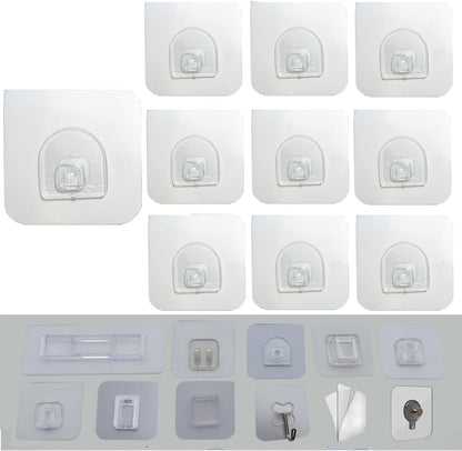 12 PCS Wall Mounted Replacement Sticky pads for Kitchen Bathroom Shower Caddy Organizer Rack Holder Nail Free Adhesive Hooks (Square)