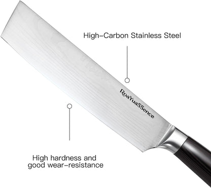 Premium 7" Nakiri Vegetable Knife - Razor Sharp High-carbon Stainless Steel, Ergonomic Wood Handle - Japanese Style Chopper for Precision Slicing, Gift Box Included