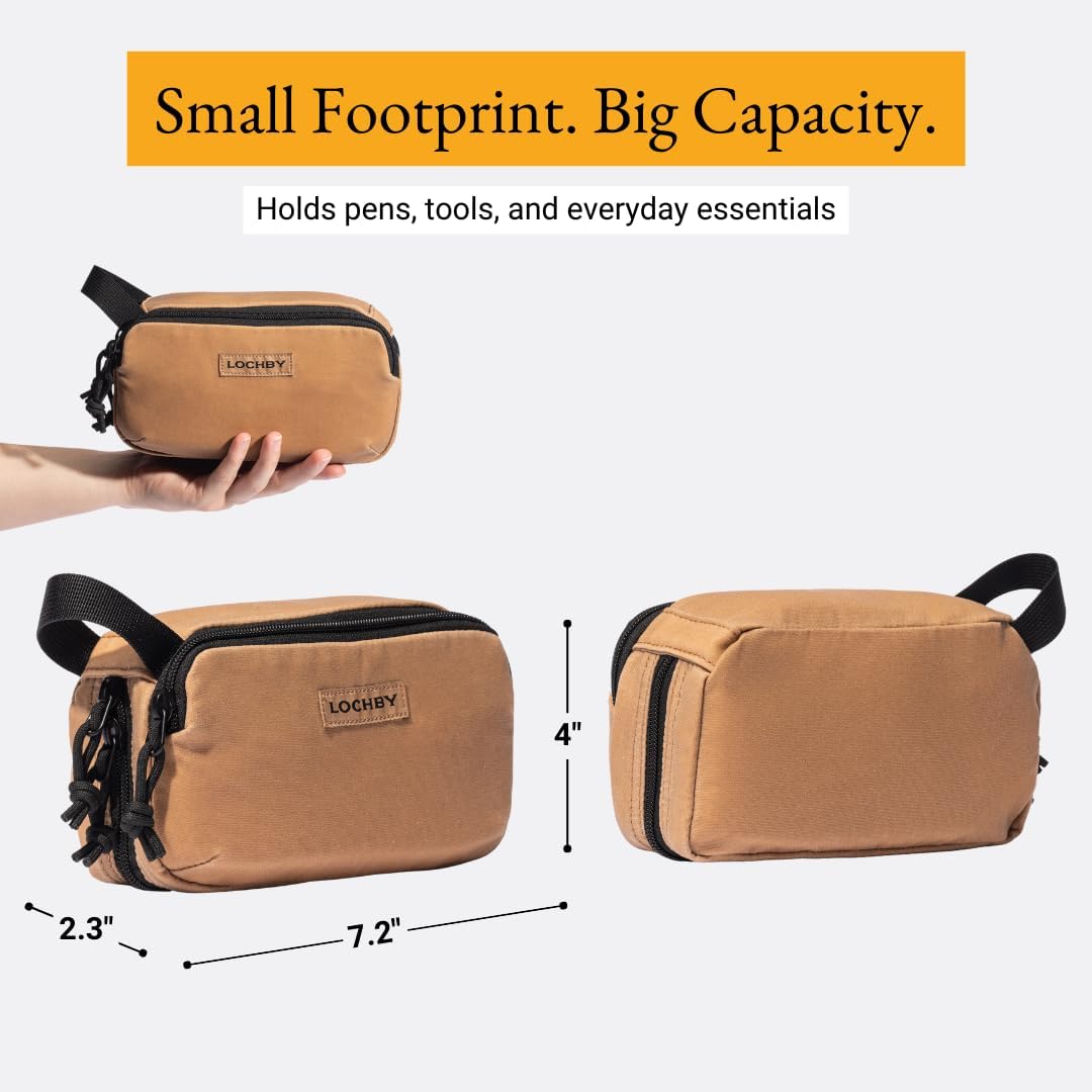 LOCHBY® Venture Pouch | Multipurpose Tactical Tool Bag | Water Resistant Waxed Canvas | Dual-Sided Zipper Pouch | for Motorcycle, Bike, EDC, Pen, Pencil, Art, Tech & Travel