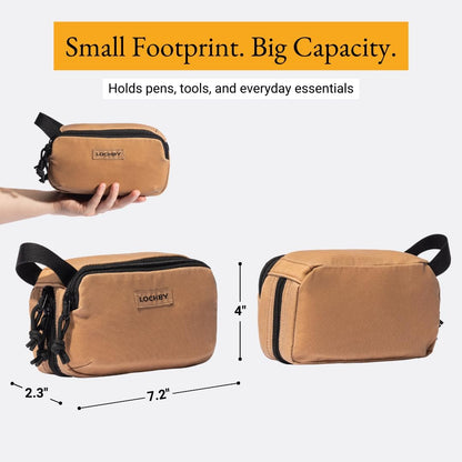 LOCHBY® Venture Pouch | Multipurpose Tactical Tool Bag | Water Resistant Waxed Canvas | Dual-Sided Zipper Pouch | for Motorcycle, Bike, EDC, Pen, Pencil, Art, Tech & Travel