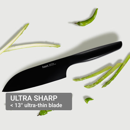 HAST Edition 6.3-Inch Santoku Knife, Ultra-Sharp Professional Japanese Chef Knife, Advanced Powder Steel, Lightweight, Comfortable Ergonomic & Award-Winning Design, Premium Steel Kitchen Knife