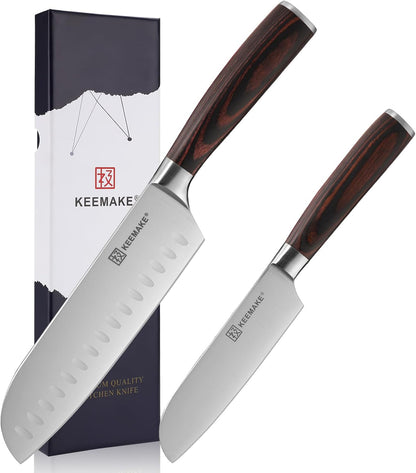KEEMAKE Kitchen Knife Set of 5 - Kitchen Knives 1.4116 High Carbon Stainless Steel Blade, Professional Chef Knife Set, Razor Sharp Knives with Ergonomic Pakkawood Handle for Home Cooking