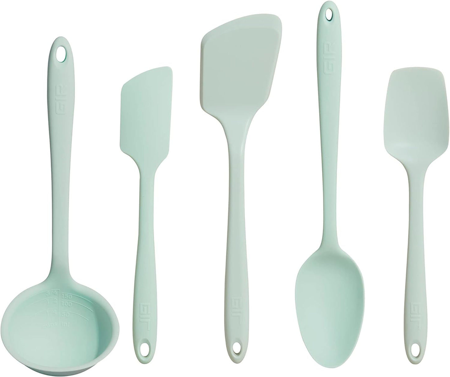 GIR: Get It Right 5 Piece Silicone Ultimate Kitchen Utensils Set - Ladle, Spatula, Flip, Spoon & Spoonula - Non-Toxic Cooking Utensils for Nonstick Cookware, Cooking and Baking - Red