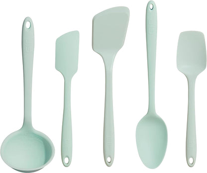 GIR: Get It Right 5 Piece Silicone Ultimate Kitchen Utensils Set - Ladle, Spatula, Flip, Spoon & Spoonula - Non-Toxic Cooking Utensils for Nonstick Cookware, Cooking and Baking - Red