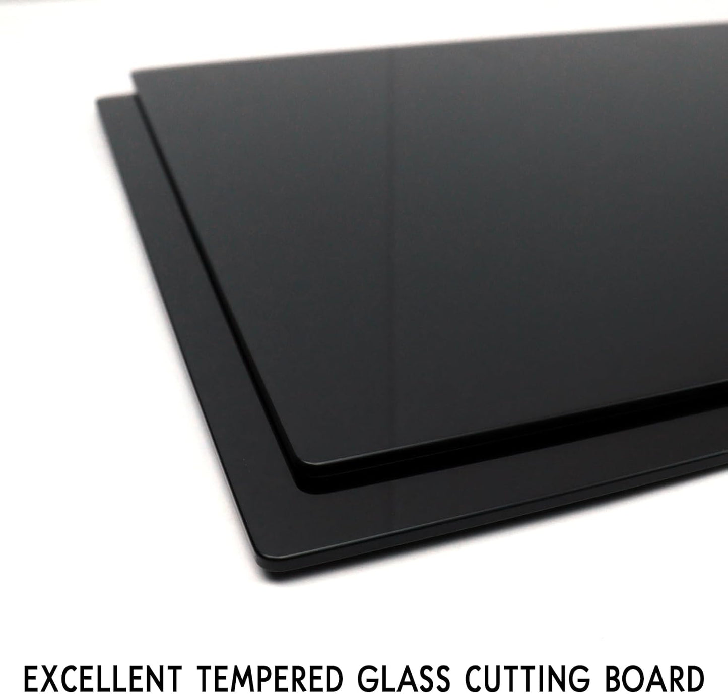 LANGBOHOS Tempered Glass Cutting Boards for Kitchen,Clear Cutting Board for Countertop,Non-slip Chopping Board,Table protection, Heat Resistant, Shatter Resistant (Clear, Set of 4)