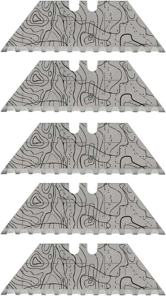 NDZ Performance Serrated Steel Blade Replacement for Utility Knife & Box Cutters, Custom Double Sided Laser Engraved Designs, Silver - Skull - 3 Pack