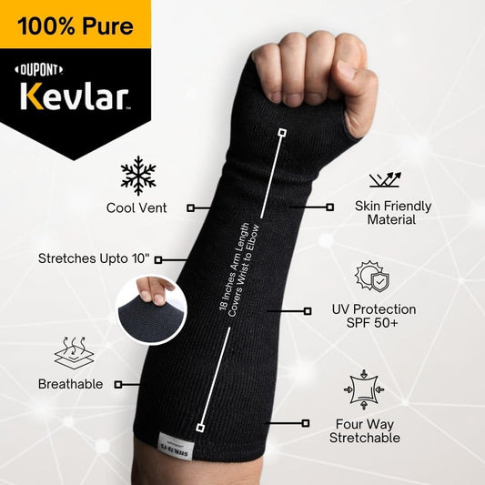 Heavy Duty Kevlar Sleeves, Triple Layer Cut Resistant Sleeves ANSI A5, Arm Protection Sleeves For Scratches Bruises and Animal Bites, Heat Resistant Welding Sleeves, Farmers Defense Gardening Sleeves